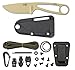 ESEE Knives Izula Fixed Blade Knife w/Survival Kit, Sheath & Clip Plate (Desert Tan)