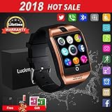 Bluetooth Smart Watch Touchscreen with Camera,Unlocked Watch Cell Phone with Sim Card Slot,Smart Wrist Watch,Waterproof Smartwatch Phone for Android Samsung IOS Iphone 7 6S Men Women Kids (black)