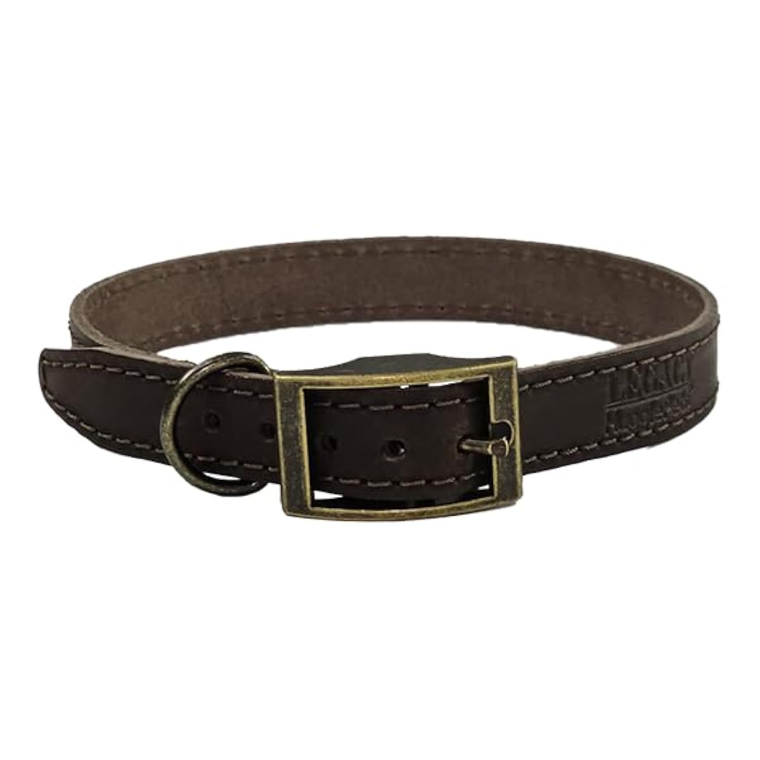 HugglePets Legacy Leather Dog Collar - Chocolate (Extra Small, 25-30cm) Strong & Durable Genuine Leather Collar for Small Dogs with Classic Brass Ring and Buckle Fastening.