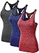 Neleus Women's 3 Pack Dry Fit Compression Long Tank Top,8007,Blue,Grey,Red,US L,EU XL