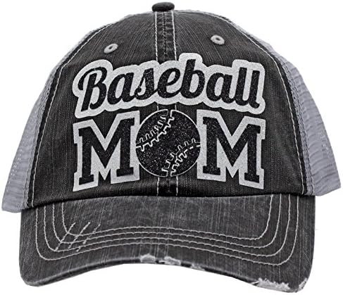 Baseball Mom Dad Sports Glittering Trucker Style Cap Hat| Rocks any Outfit| (Black)