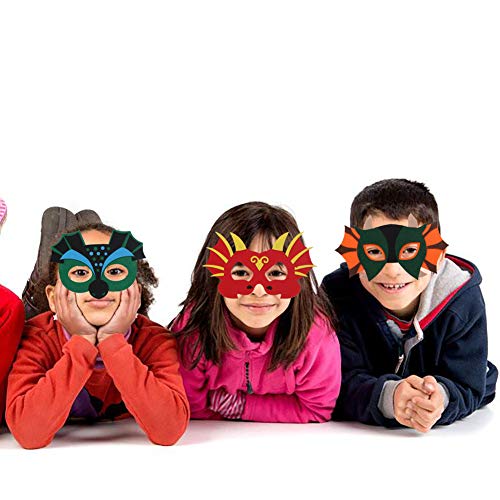 Haocoo 12 Stücke Party Masken, Drachen Dinosaurier Masken für Kinderparty, Tier Augenmaske Filz Masken mit Elastischen… – Bild 8