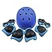 Kids Sports Knees Elbows Wrists Head Support Protection Helmet Set for Unisex Toddler Children Extreme Sports Youth Roller Bicycle BMX Bike Skateboard Protector Guards Pads -7 Pcs(Blue)