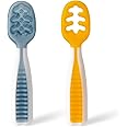 NumNum Pre-Spoon GOOtensils | Baby Spoon Set (Stage 1 + Stage 2) | BPA Free Silicone Self Feeding Toddler Utensils | For Kids