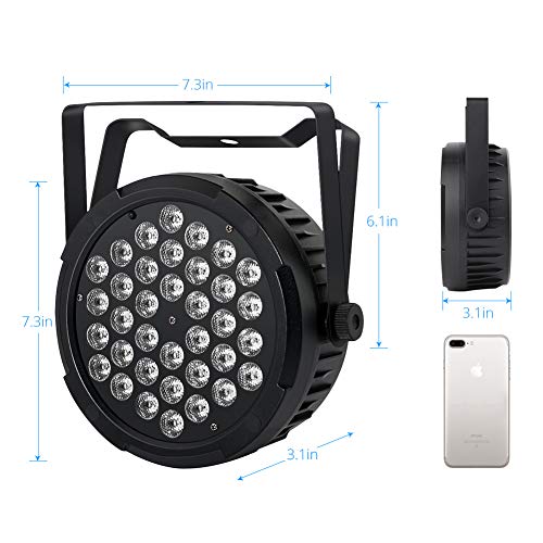 LED Stage Lights, OPPSK Updated Version Full 36W 36LEDs UV+Amber+White+RGB Par Lights by Remote DMX Control and Power Linking for Wedding Church DJ Party Stage Lighting
