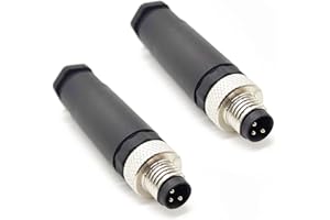 FOWIUNYE 2 Pcs M8 3 Pin Male Connector, 8mm A Code Industrial Circular Connector Unshielded Field Assembly Wireable Sensor 60V 4A AC/DC IP67 Straight Type Adapter