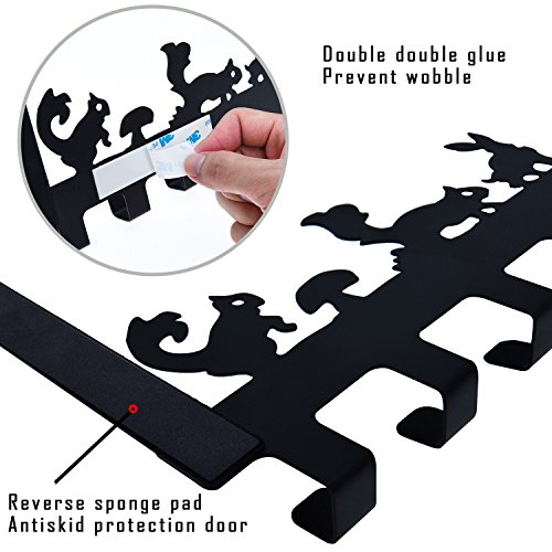 Over The Door Hook 2pcs Coat Hanger Rack Organizer, Black Heavy Duty 8 Hangers Heavy Duty Organizer for Coat Clothes Towels Bag Robes Ties Hats Scarves