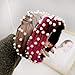 lightclub Vintage Twisted Faux Pearl Tie Beading Women Wide Hair Hoop Velvet Headband Headwear Hairband Cameo Brown