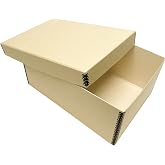 Lineco Archival Photo Card Box, Museum-Quality Storage, 5x8x12 Inch, Tan | Acid-Free with Removable Lid, Metal-Edge Corner, Bulk Storage and Preservation for Negatives, Prints, Films, Photos, Snapshot