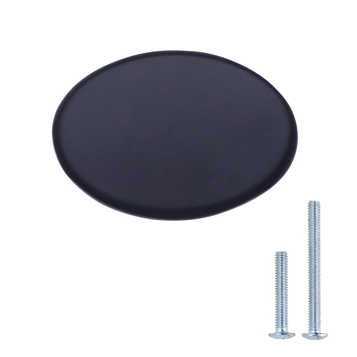 AmazonBasics Flat Oval Cabinet Knob, 1.44" Diameter, Flat Black, 25-Pack
