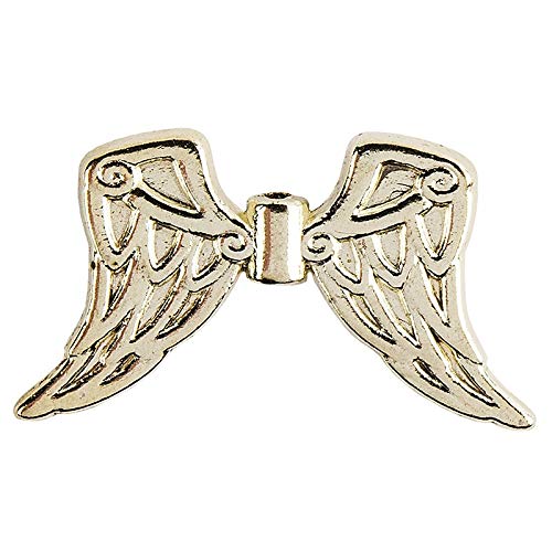 Filigree Angel Wings, Gold | Spacer Beads, Tibetan Wings | Angel Pendants, Pearl Angels, Guardian Angels, Angel Wing Pendants Craft | DIY Jewellery (Design 7, 1.9 cm - 30 Pieces)