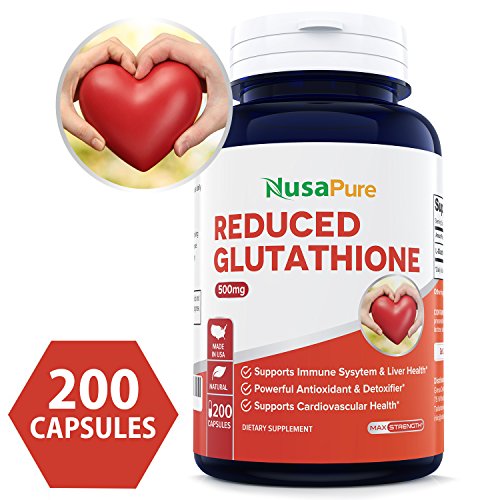 BEST Reduced Glutathione 500mg Supplement - 200 Capsules - L-Glutathione Antioxidant to Support Liver Health & Detox - Max Strength L Glutathione Powder Pills to Help Immune & Brain Function
