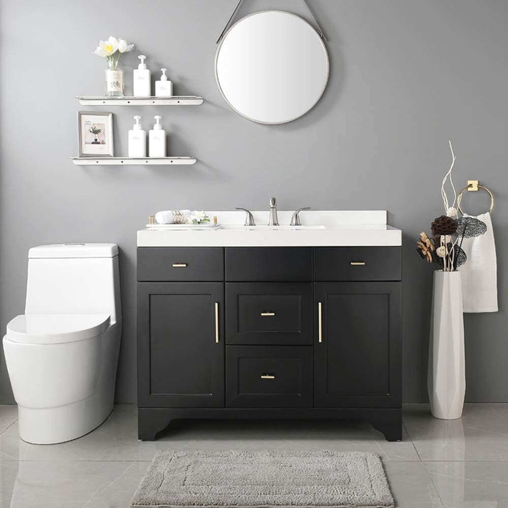 2 Handles 3 Holes Deck Mount Brushed Nickel Widespread Bathroom Faucet by Phiestina, with Stainless Steel Pop Up Drain, WF008-5-BN - - 