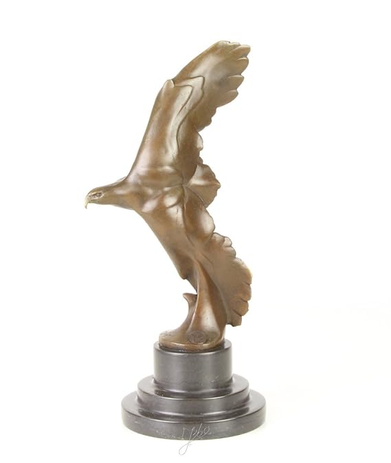 Casa Padrino Anmutende Art - Deco Bronze Skulptur Adler auf Marmorsockel aus der Luxus Kollektion