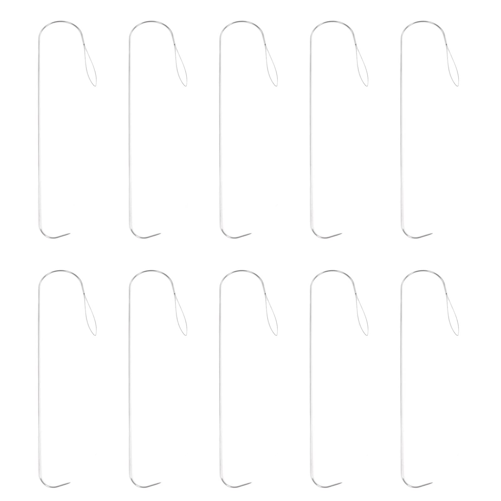 10 Pieces Large Eye Curved Beading Needles with Handle 10pcs Curv Beading Needles beading needles Stainless Steel DIY Bead Spinner Needles Curv with Curv Handle Big Eye Curv Beading Needles 5.1 inch