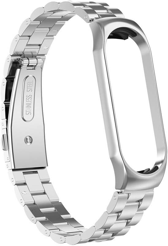 Denzar Fashion Three Steel Band watchbands fit for Xiaomi Mi Band 4 Wrist Bands,Luxury Replacement Milanese Magnetic Loop Strap Bracelet Stylish Wristband Strap for Xiaomi Mi Band 4 (Color E)