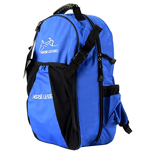 UNISTRENGH Professional Horse Riding Boot Bag Helmet Bag Parent-Child Equestrian Backpack English Boot Carry All Bag with Hat Compartment (Blue, for Child (16.5”H))