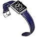 For Apple Watch Band 42mm, OUHENG Retro Vintage Genuine Leather iWatch Strap Replacement for Apple Watch Series 3 Series 2 Series 1 Sport and Edition, Dark Blue