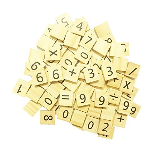 100 Wooded Scrabble Numbers and symbols-Great for Crafts, Pendants, Spelling,Scrapbooking