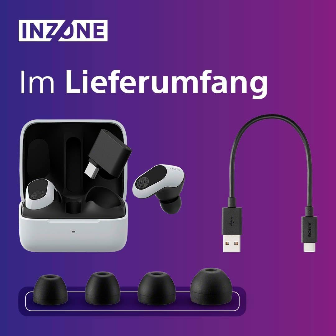 Sony INZONE Buds - In-Ear Gaming Kopfhöhrer für PC & PS5, 360 Spatial Sound, Active Noise Cancelling, AI-Mikrofon, 24H Akku, geringe Latenz – Weiß 6