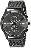 Akribos XXIV Men's Swiss Quartz Multi-function Black Sunray Dial Mesh Stainless Steel Bracelet Watch AK905BK