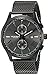Akribos XXIV Men's Swiss Quartz Multi-function Black Sunray Dial Mesh Stainless Steel Bracelet Watch AK905BK