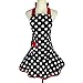 LIVILAN Black Cooking Aprons Kitchen Flirty Woman Girl Bowknot Cotton Pinafore Vintage Apron Dress with Pockets