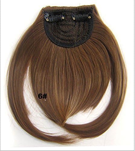 Art of Love False Bang Neat Full Fringe Hairpiece Clip in Hair Extensions Bangs (6# Chestnut Brown)