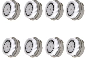 CONVELIFE Facial Cleansing Brush Head Replacement, Facial Cleansing Brush Head, for Acne Prone, Clogged, Enlarged Pore, Sensitive, Delicate and Dry Skins (Grey/8Pack)