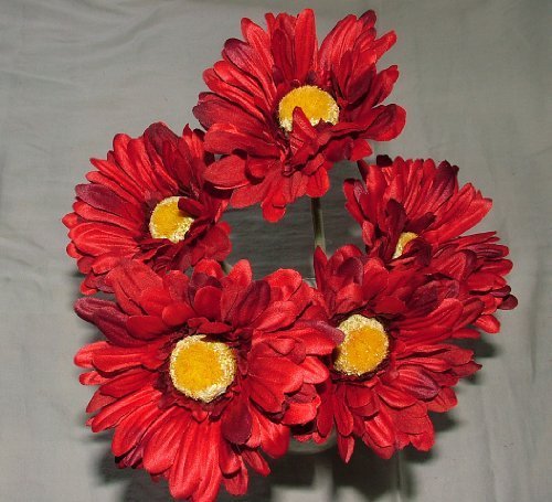 6 x Artificial Single Stem Red Gerbera with Big Bloom - very dramatic - home garden