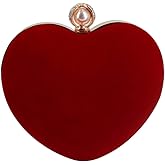 Goclothod Women Heart Shape Clutch Purse Velvet Shoulder Bag Evening Handbags