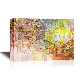 Canvas Wall Art - Colorful Abstract Waterstyle Floral Pattern - Gallery Wrap Modern Home Art | Ready to Hang - 12x18 inches