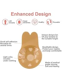 Sujetador adhesivo, sujetador de elevación para mujer, 4,33 pulgadas, grande, lavable y reutilizable, invisible, sin espalda