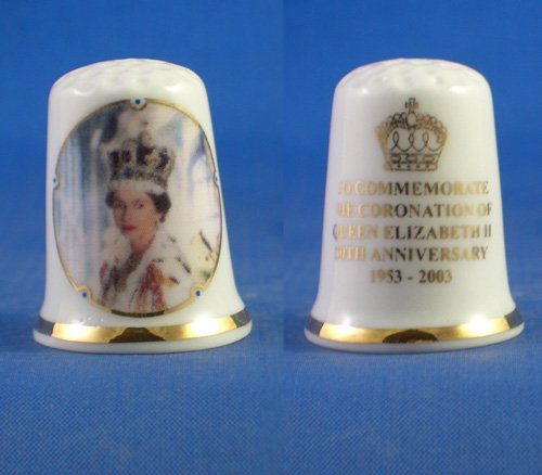 Porcelain China Thimble -- H M Queen Elizabeth Coronation