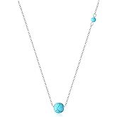 Rnivida 8MM Turquoise Necklace for Women with Adjustable Chain,Simple & Lightweight Jewelry for Her