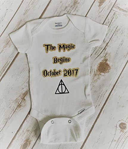 The Magic Begins Harry Potter Baby Onesie Harry Potter Muggle Baby Onesie Harry Potter Shower Gift Harry Potter Nursery Deathly Hallows