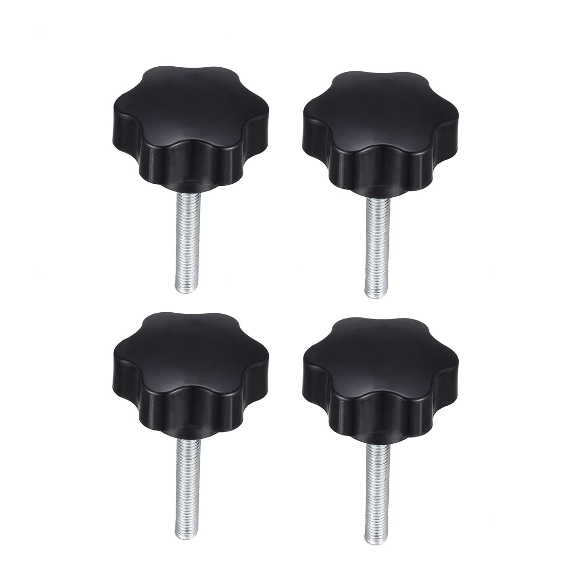 uxcell Clamping Screw Knob, 48mm Dia Plum Hex Shaped Grips Star Knob M8 x 50mm Male Thread, 4pcs