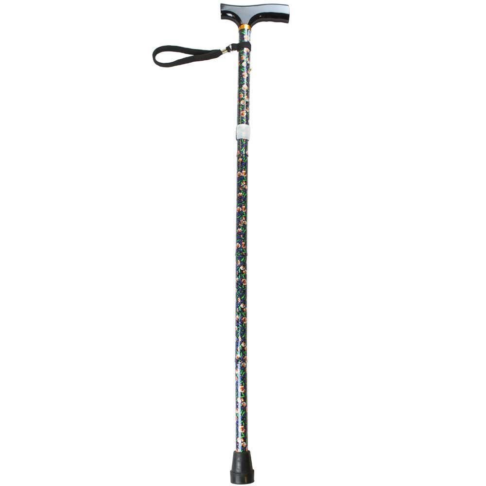 NRS Healthcare Folding Walking Stick, Wild Flower