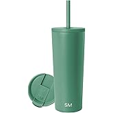 Simple Modern Insulated Tumbler with Lid and Straw | Iced Coffee Cup Reusable Stainless Steel Water Bottle Travel Mug | Gifts for Women Men Her Him | Classic Collection | 24oz | Basil
