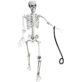 Lodou 5.4Ft Posable Life Size Human Skeleton for Halloween Decoration | Plastic Human Bones with Movable Joints,full size Skeleton,pose-n-stay skeleton, lightweight sturdy for indoor & outdoor use