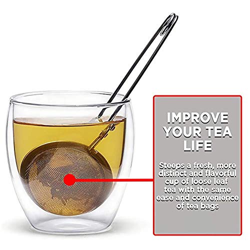 5 Pack Snap Ball Tea Strainer with Handle, Loose Leaf Tea Mesh Stainless Steel Ball Shape Tea Infuser and Filters