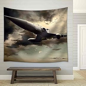Military Airplan on The Speed - Fabric Wall Tapestry Home Decor - 51x60 inches