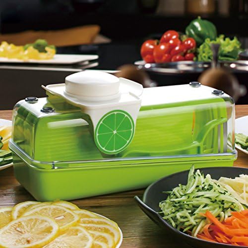 Mandoline Slicer Interchangeable Adjustable Stainless Steel Blades -Vegetable Peeler Slicer, Food Container