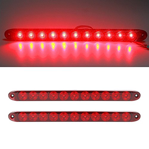 2pc 15″ Red 11 LED Trailer Light Bar Third 3rd Brake Light Stop Turn Signal Park Tail Light Truck Trailer Identification ID Bar [DOT Certified, Waterproof]