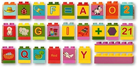 Dream Blocks ABCs Building Set – 28 Fun and Educational Wooden Blocks that are Duplo compatible