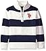 U.S. Polo Assn. Little Boys' 1/4 Zip Striped Sweater, Winter White, 5/6