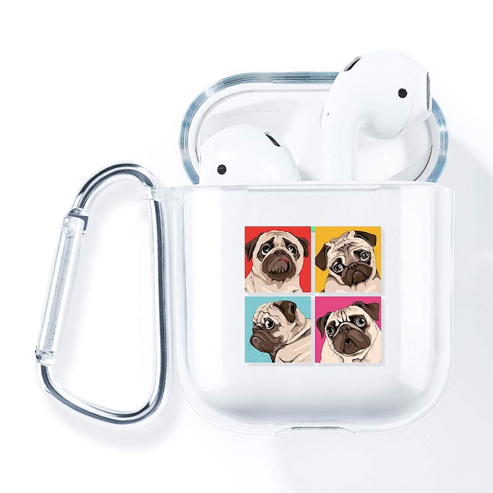 AKABEILA Airpods Case, Compatible with Apple Airpods 2 1 Case Silicone Transparent Air Pods 2nd 1st Generation Protective Cases Accessories Front LED Visible Shockproof Protective Case