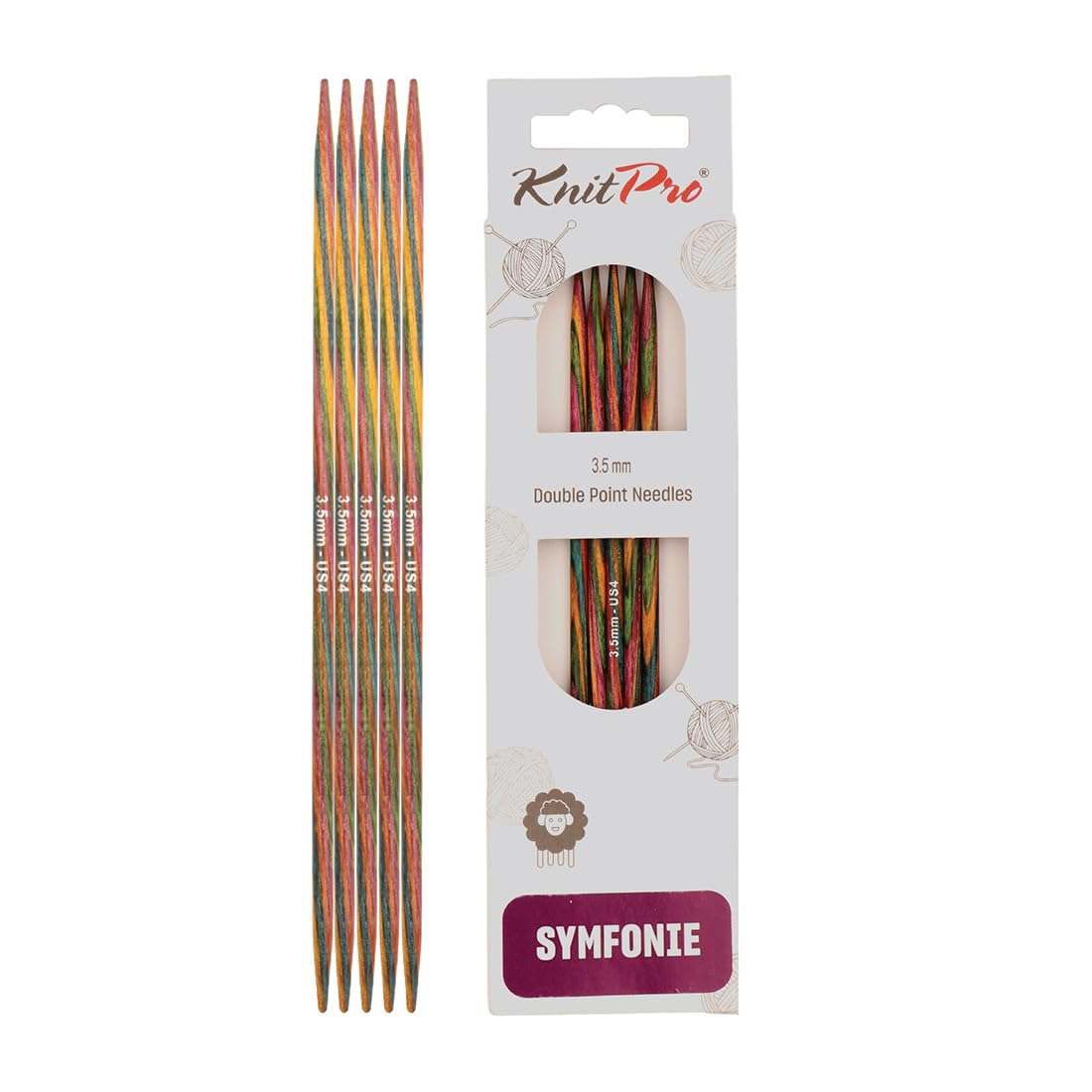 KnitPro Symfonie Double Pointed Needles 8" (20cm) | 3.50mm