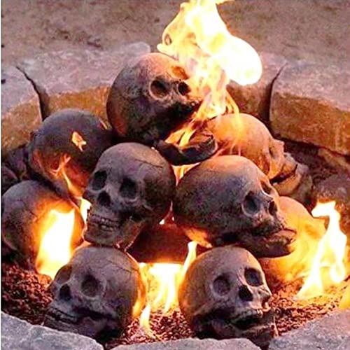 ANGRY LION Halloween Fire Pit Skull,Ceramic,Reusable Fireproof Fire Pit Halloween Decor for Party, BBQ, Bonfire, Campfire, Fireplaces M27