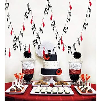Amazon Com Furuix Music Note Garland G Clef Garland Red Black